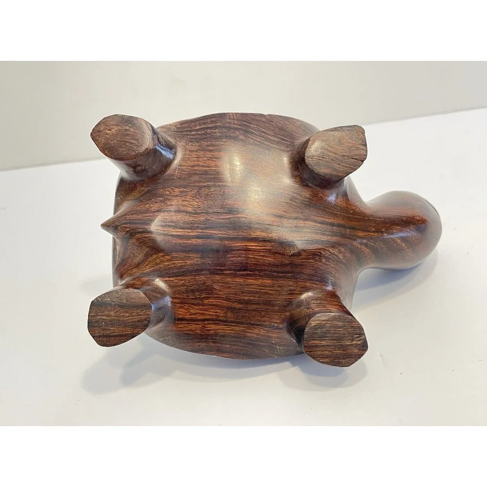 Hand Carved Wooden Turtle / Tortoise Heavy Hardwood Desk Decor 5.5 Inches Long